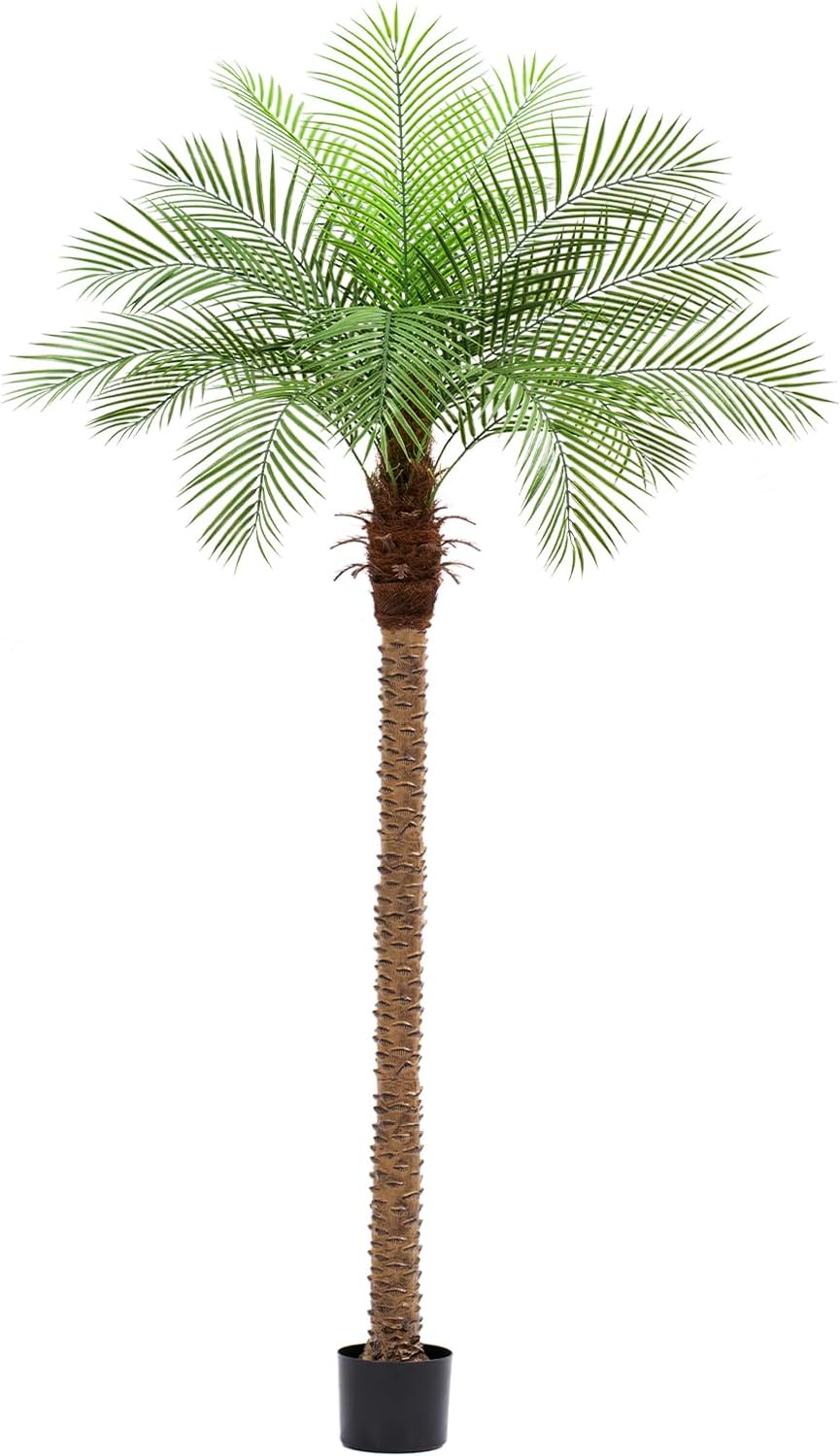 9ft Artificial Phoenix Palm Tree Tall Artificial Palm Trees with 21 Adjustable Leaves,Faux Phoenix Palm Plants for Outside Patio Pool Home Office Living Room Yard (2Pcs, 9ft)