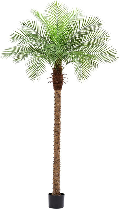 9ft Artificial Phoenix Palm Tree Tall Artificial Palm Trees with 21 Adjustable Leaves,Faux Phoenix Palm Plants for Outside Patio Pool Home Office Living Room Yard (2Pcs, 9ft)
