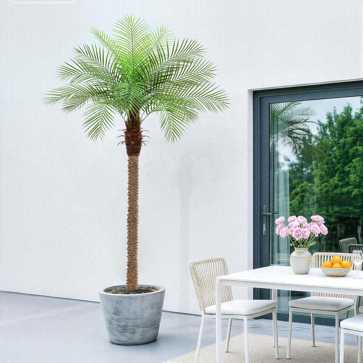 9ft Artificial Phoenix Palm Tree Tall Artificial Palm Trees with 21 Adjustable Leaves,Faux Phoenix Palm Plants for Outside Patio Pool Home Office Living Room Yard (2Pcs, 9ft)