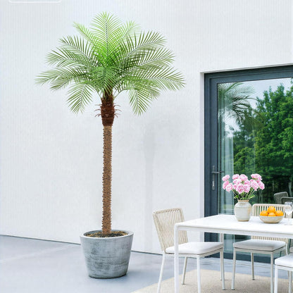 9ft Artificial Phoenix Palm Tree Tall Artificial Palm Trees with 21 Adjustable Leaves,Faux Phoenix Palm Plants for Outside Patio Pool Home Office Living Room Yard (2Pcs, 9ft)