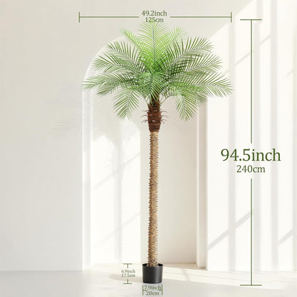 9ft Artificial Phoenix Palm Tree Tall Artificial Palm Trees with 21 Adjustable Leaves,Faux Phoenix Palm Plants for Outside Patio Pool Home Office Living Room Yard (2Pcs, 9ft)