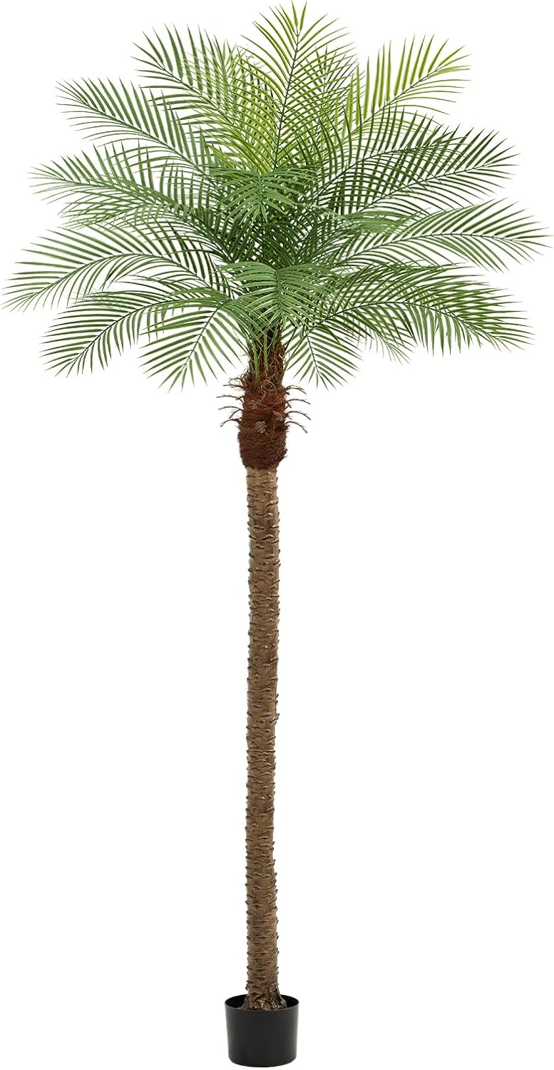 9ft Artificial Phoenix Palm Tree Tall Artificial Palm Trees with 21 Adjustable Leaves,Faux Phoenix Palm Plants for Outside Patio Pool Home Office Living Room Yard (2Pcs, 9ft)