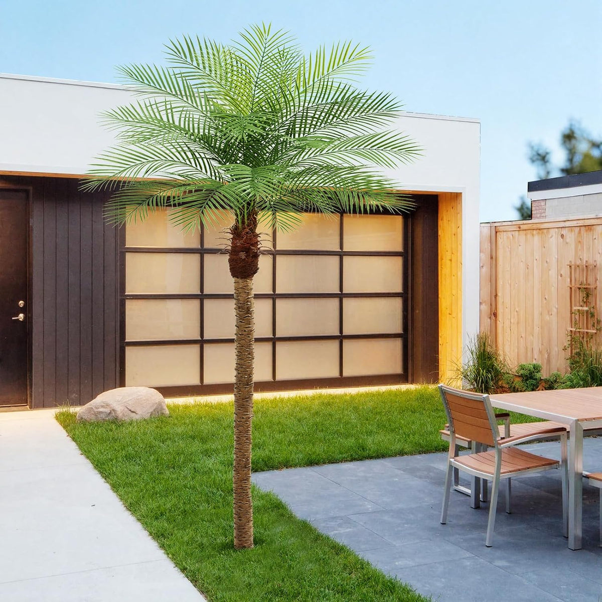 9ft Artificial Phoenix Palm Tree Tall Artificial Palm Trees with 21 Adjustable Leaves,Faux Phoenix Palm Plants for Outside Patio Pool Home Office Living Room Yard (2Pcs, 9ft)