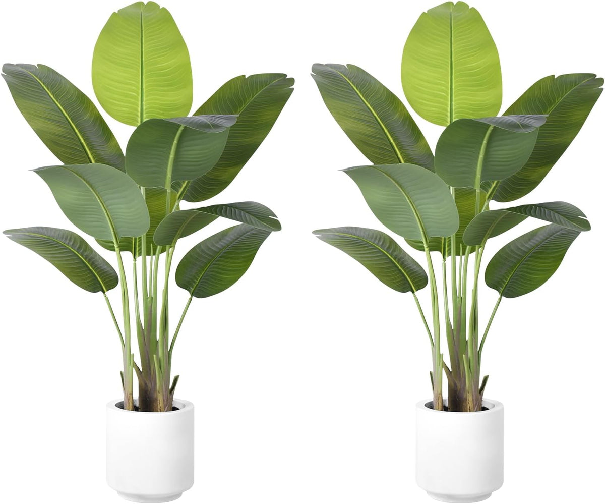9ft Artificial Phoenix Palm Tree Tall Artificial Palm Trees with 21 Adjustable Leaves,Faux Phoenix Palm Plants for Outside Patio Pool Home Office Living Room Yard (2Pcs, 9ft)
