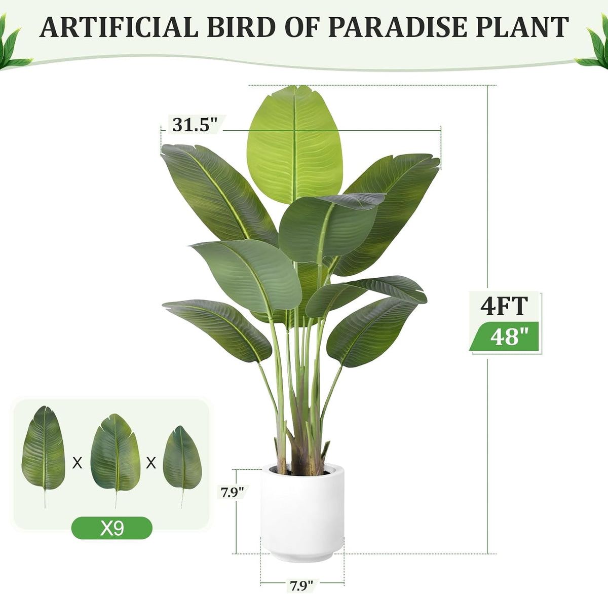 9ft Artificial Phoenix Palm Tree Tall Artificial Palm Trees with 21 Adjustable Leaves,Faux Phoenix Palm Plants for Outside Patio Pool Home Office Living Room Yard (2Pcs, 9ft)