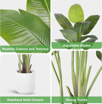 9ft Artificial Phoenix Palm Tree Tall Artificial Palm Trees with 21 Adjustable Leaves,Faux Phoenix Palm Plants for Outside Patio Pool Home Office Living Room Yard (2Pcs, 9ft)
