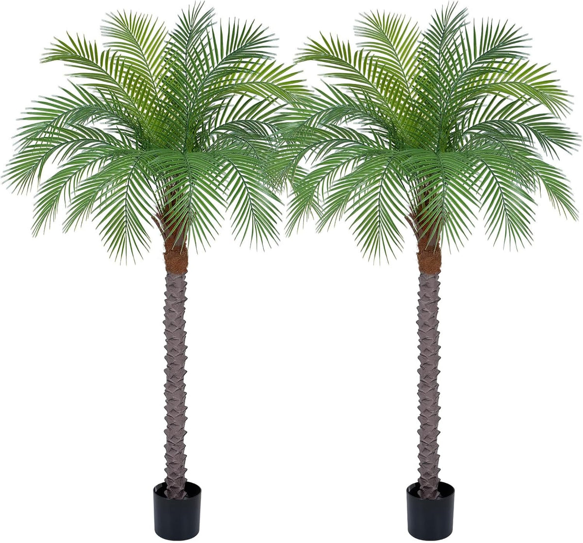 9ft Artificial Phoenix Palm Tree Tall Artificial Palm Trees with 21 Adjustable Leaves,Faux Phoenix Palm Plants for Outside Patio Pool Home Office Living Room Yard (2Pcs, 9ft)