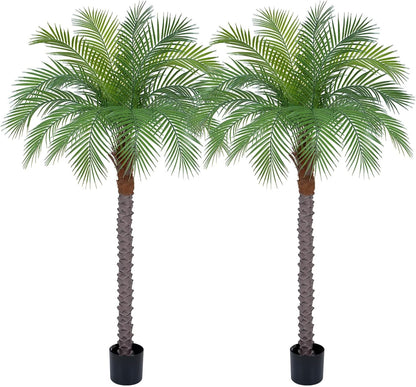 9ft Artificial Phoenix Palm Tree Tall Artificial Palm Trees with 21 Adjustable Leaves,Faux Phoenix Palm Plants for Outside Patio Pool Home Office Living Room Yard (2Pcs, 9ft)