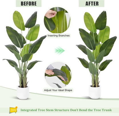 9ft Artificial Phoenix Palm Tree Tall Artificial Palm Trees with 21 Adjustable Leaves,Faux Phoenix Palm Plants for Outside Patio Pool Home Office Living Room Yard (2Pcs, 9ft)