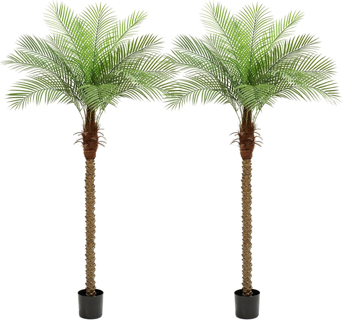 9ft Artificial Phoenix Palm Tree Tall Artificial Palm Trees with 21 Adjustable Leaves,Faux Phoenix Palm Plants for Outside Patio Pool Home Office Living Room Yard (2Pcs, 9ft)