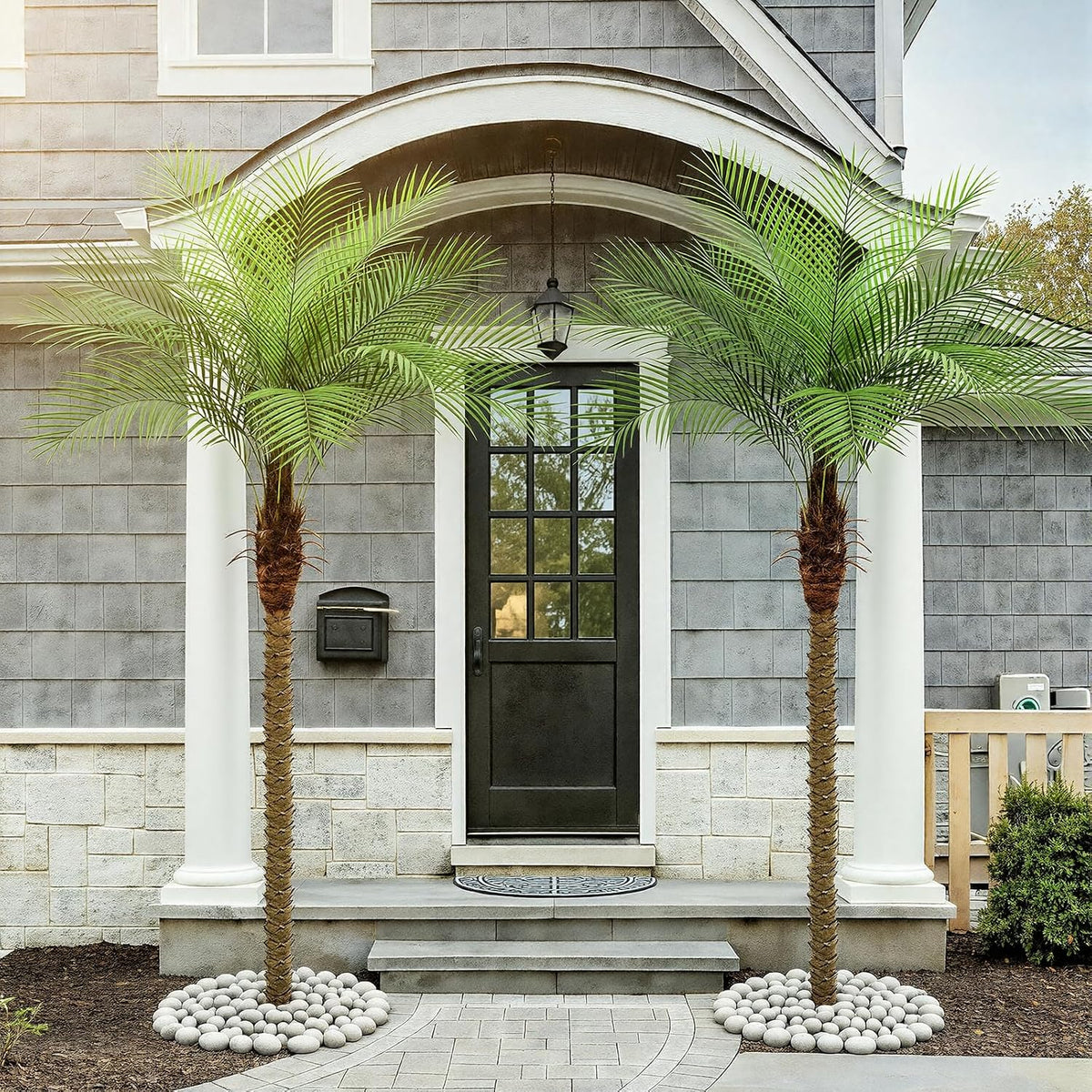 9ft Artificial Phoenix Palm Tree Tall Artificial Palm Trees with 21 Adjustable Leaves,Faux Phoenix Palm Plants for Outside Patio Pool Home Office Living Room Yard (2Pcs, 9ft)