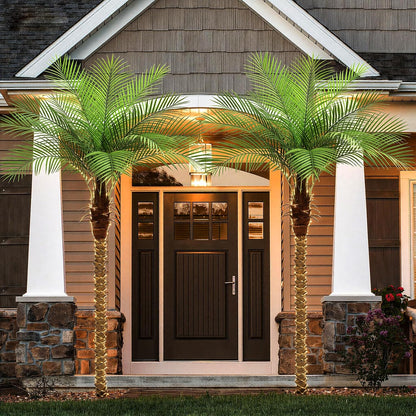 9ft Artificial Phoenix Palm Tree Tall Artificial Palm Trees with 21 Adjustable Leaves,Faux Phoenix Palm Plants for Outside Patio Pool Home Office Living Room Yard (2Pcs, 9ft)