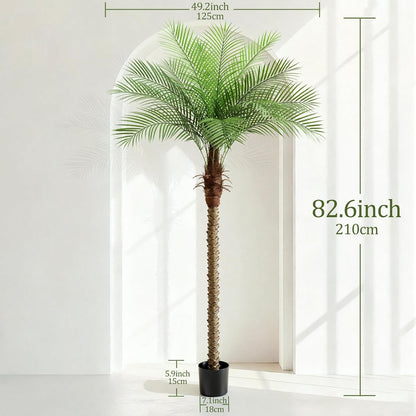 9ft Artificial Phoenix Palm Tree Tall Artificial Palm Trees with 21 Adjustable Leaves,Faux Phoenix Palm Plants for Outside Patio Pool Home Office Living Room Yard (2Pcs, 9ft)