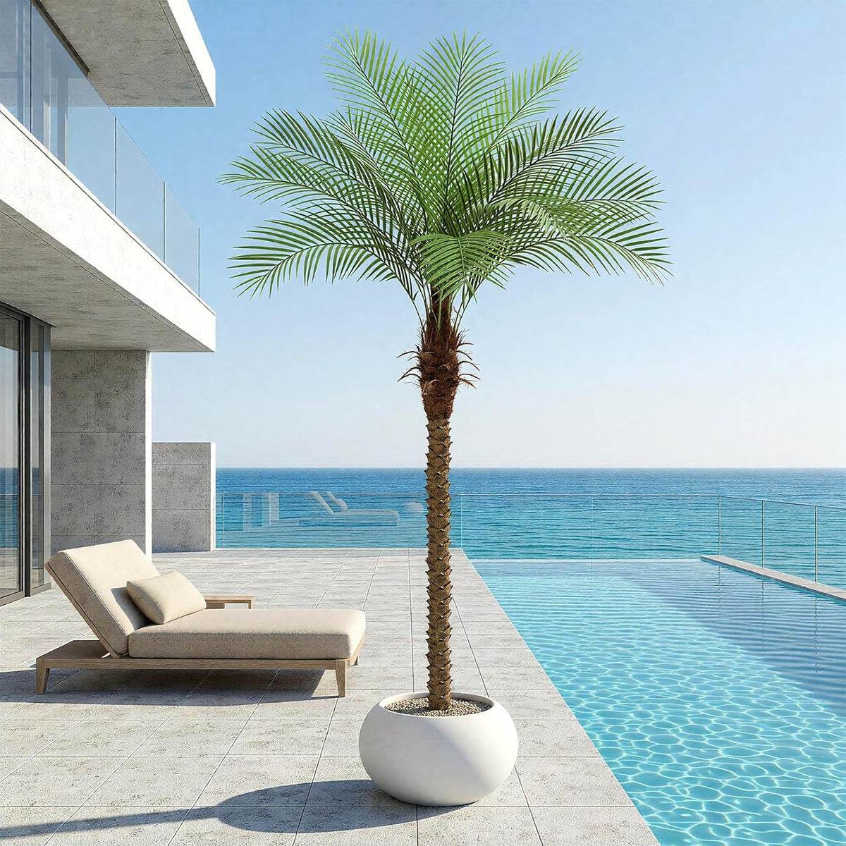 9ft Artificial Phoenix Palm Tree Tall Artificial Palm Trees with 21 Adjustable Leaves,Faux Phoenix Palm Plants for Outside Patio Pool Home Office Living Room Yard (2Pcs, 9ft)