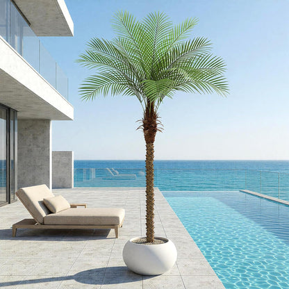 9ft Artificial Phoenix Palm Tree Tall Artificial Palm Trees with 21 Adjustable Leaves,Faux Phoenix Palm Plants for Outside Patio Pool Home Office Living Room Yard (2Pcs, 9ft)