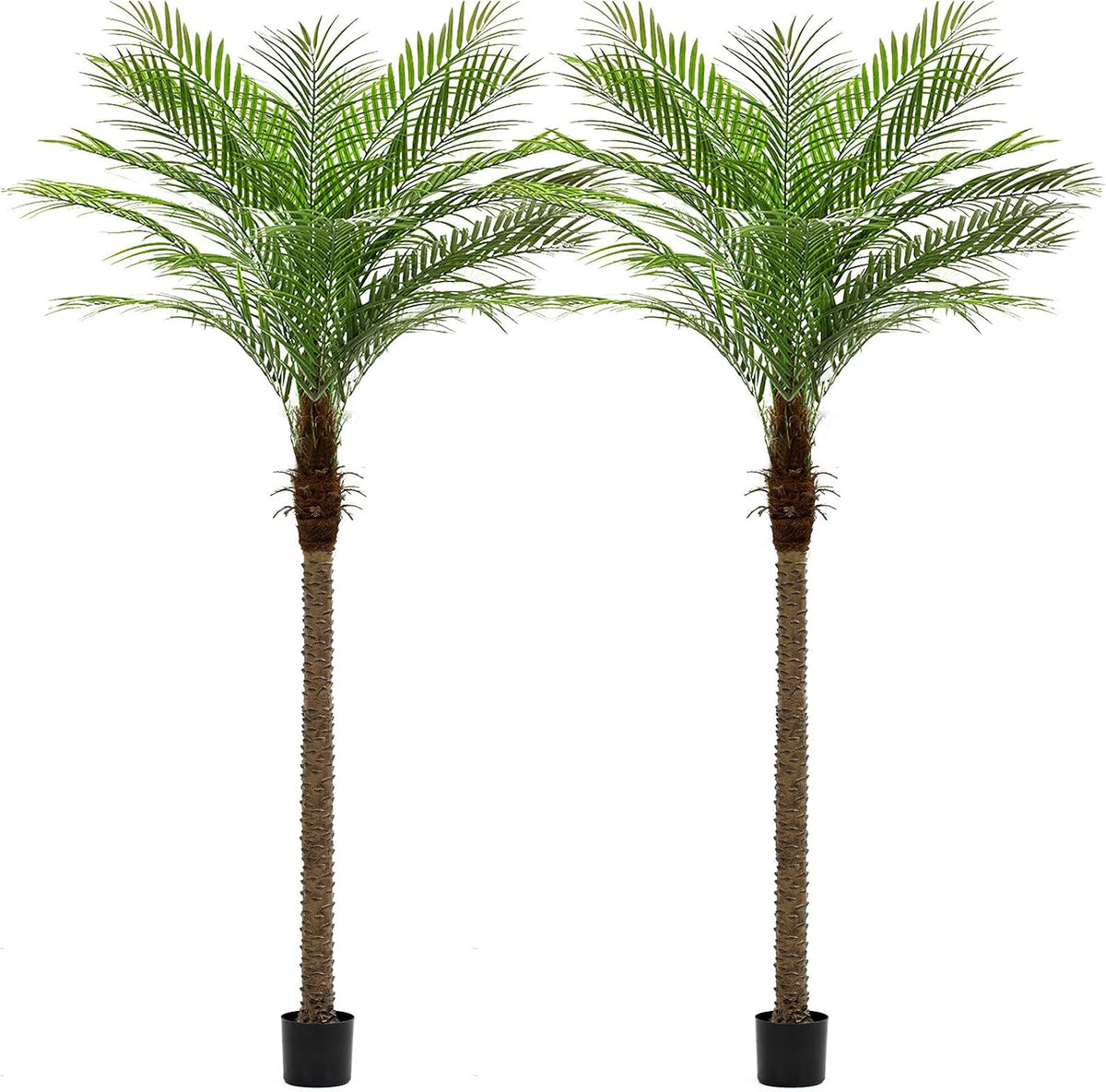 9ft Artificial Phoenix Palm Tree Tall Artificial Palm Trees with 21 Adjustable Leaves,Faux Phoenix Palm Plants for Outside Patio Pool Home Office Living Room Yard (2Pcs, 9ft)