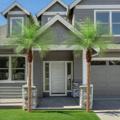 9ft Artificial Phoenix Palm Tree Tall Artificial Palm Trees with 21 Adjustable Leaves,Faux Phoenix Palm Plants for Outside Patio Pool Home Office Living Room Yard (2Pcs, 9ft)