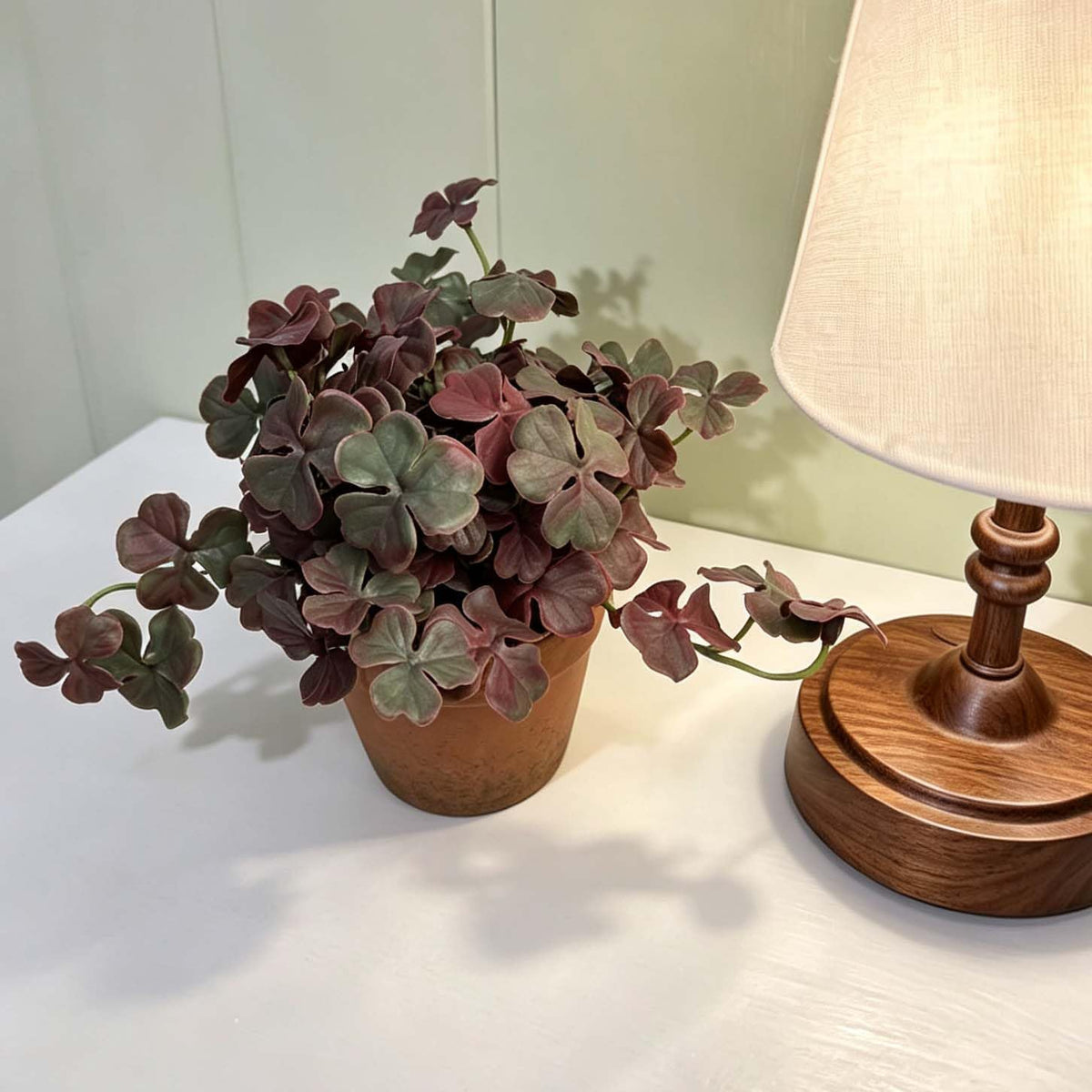 Artificial Shamrock Potted Plants, Set of 2 Indoor Faux Clover Decor