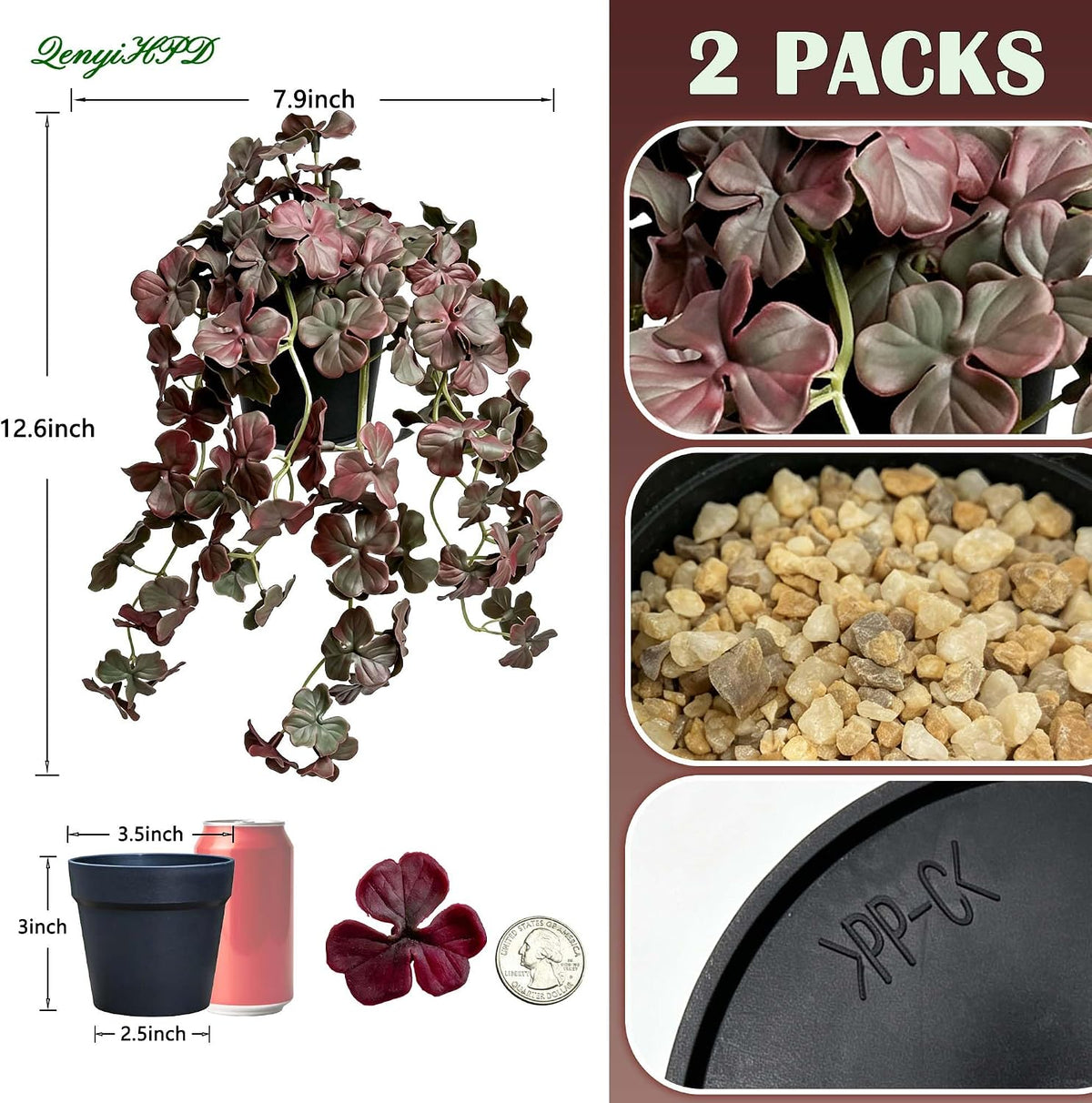 Artificial Shamrock Potted Plants, Set of 2 Indoor Faux Clover Decor