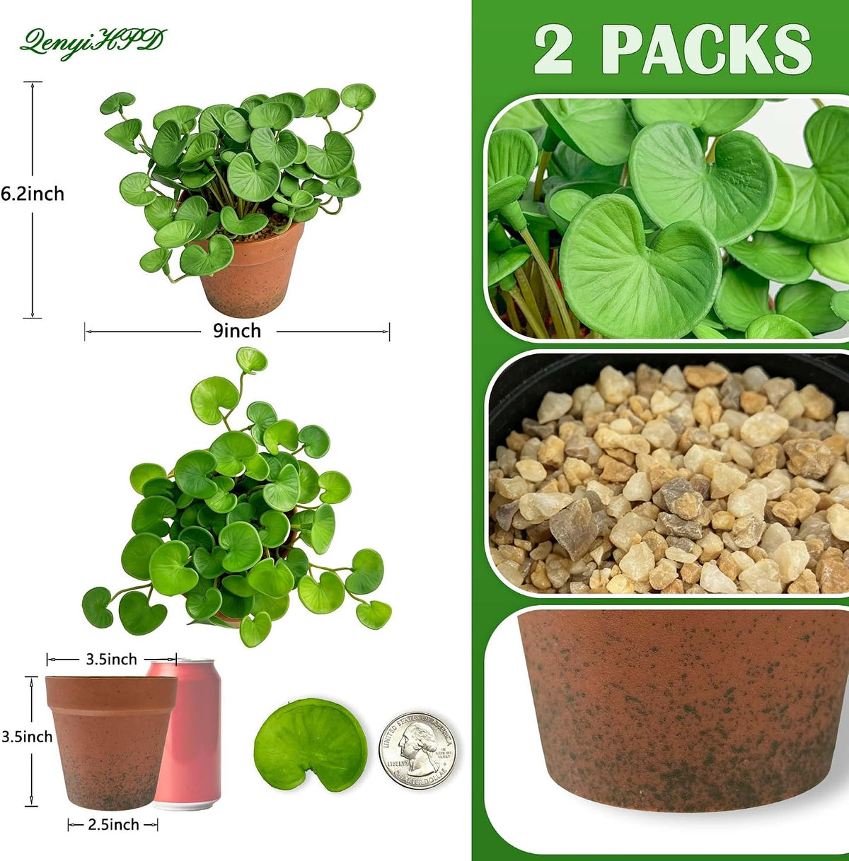 Artificial Shamrock Potted Plants, Set of 2 Indoor Faux Clover Decor