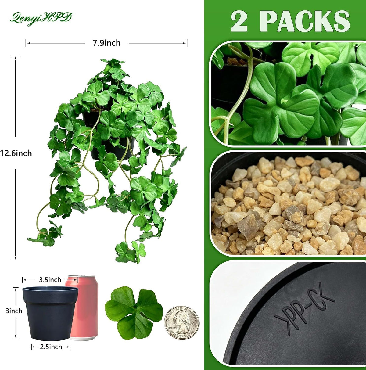 Artificial Shamrock Potted Plants, Set of 2 Indoor Faux Clover Decor