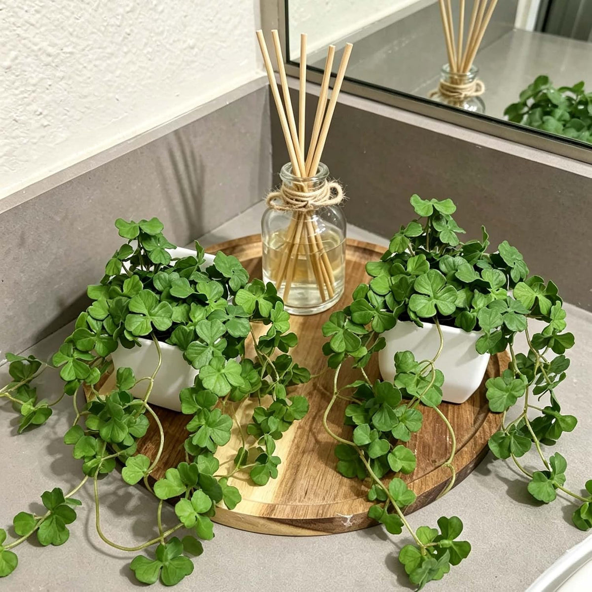 Artificial Shamrock Potted Plants, Set of 2 Indoor Faux Clover Decor