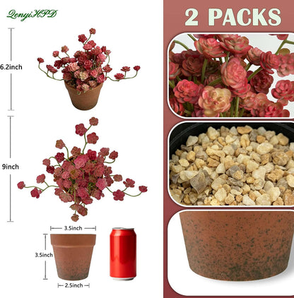 Artificial Shamrock Potted Plants, Set of 2 Indoor Faux Clover Decor