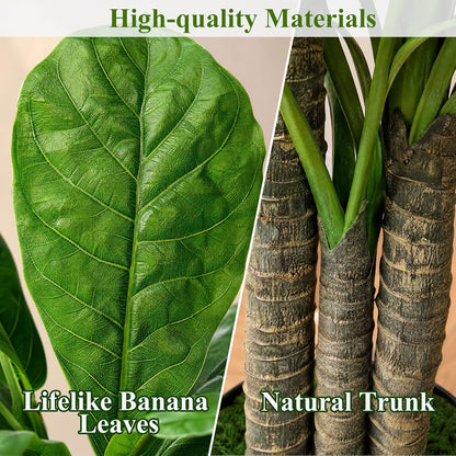 Artificial Banana Tree 6ft Tall Fake Banana Leaf Plant Faux Banana Tree with 15 Leaves Large Silk Tropical Tree for Home Mall Pool Patio Villa Indoor Outdoor Decor