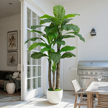 Artificial Banana Tree 6ft Tall Fake Banana Leaf Plant Faux Banana Tree with 15 Leaves Large Silk Tropical Tree for Home Mall Pool Patio Villa Indoor Outdoor Decor