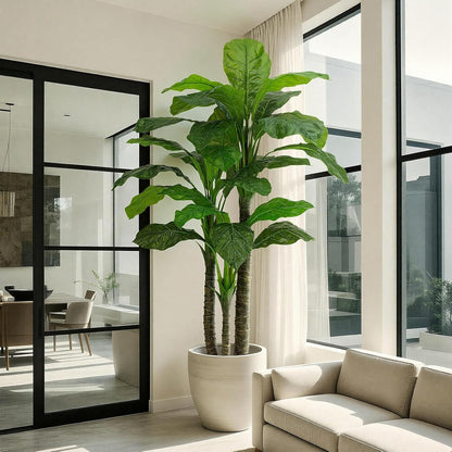 Artificial Banana Tree 6ft Tall Fake Banana Leaf Plant Faux Banana Tree with 15 Leaves Large Silk Tropical Tree for Home Mall Pool Patio Villa Indoor Outdoor Decor