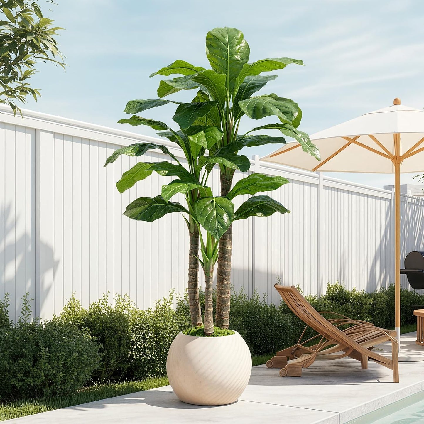 Artificial Banana Tree 6ft Tall Fake Banana Leaf Plant Faux Banana Tree with 15 Leaves Large Silk Tropical Tree for Home Mall Pool Patio Villa Indoor Outdoor Decor