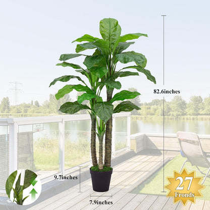 Artificial Banana Tree 6ft Tall Fake Banana Leaf Plant Faux Banana Tree with 15 Leaves Large Silk Tropical Tree for Home Mall Pool Patio Villa Indoor Outdoor Decor