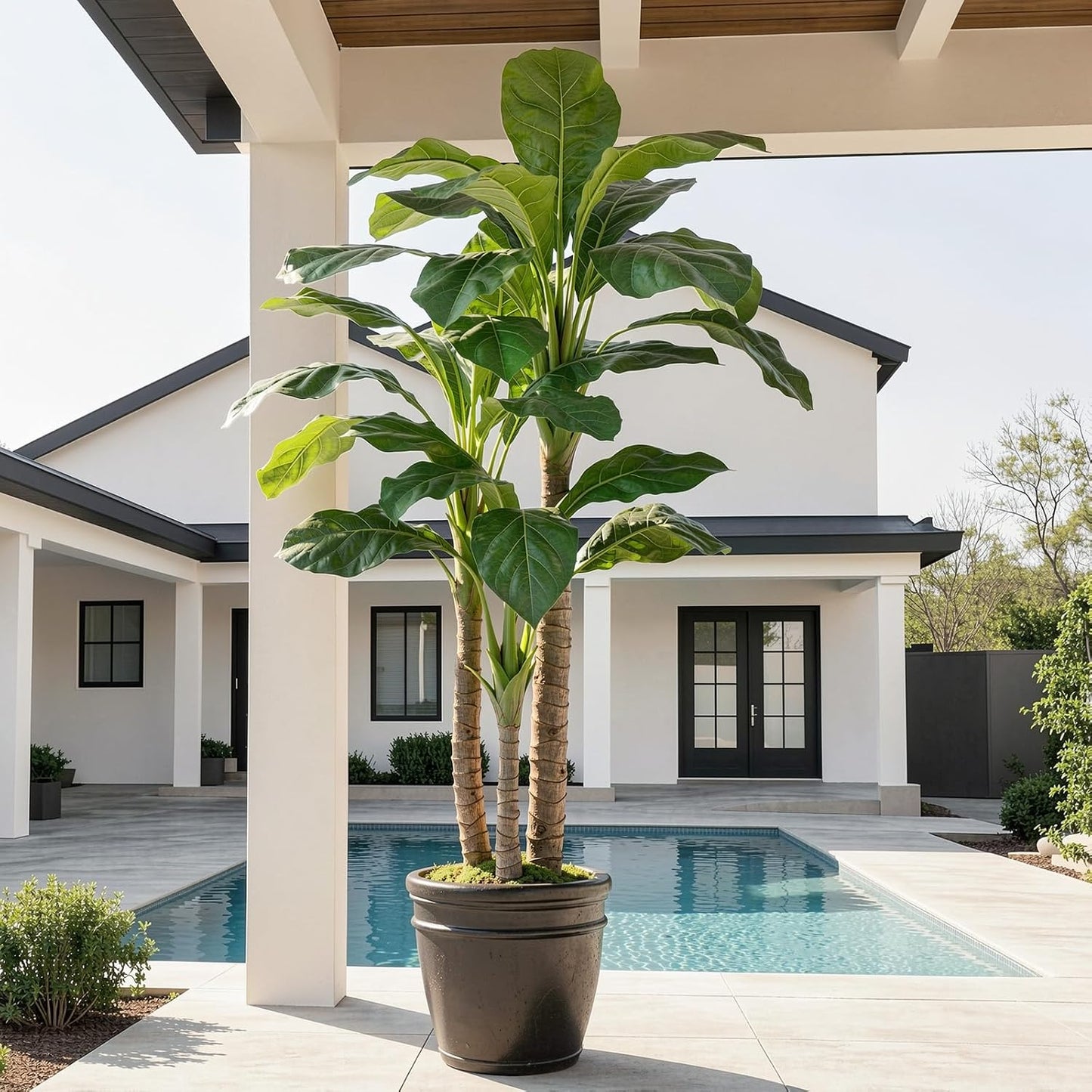 Artificial Banana Tree 6ft Tall Fake Banana Leaf Plant Faux Banana Tree with 15 Leaves Large Silk Tropical Tree for Home Mall Pool Patio Villa Indoor Outdoor Decor