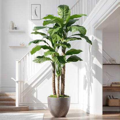 Artificial Banana Tree 6ft Tall Fake Banana Leaf Plant Faux Banana Tree with 15 Leaves Large Silk Tropical Tree for Home Mall Pool Patio Villa Indoor Outdoor Decor