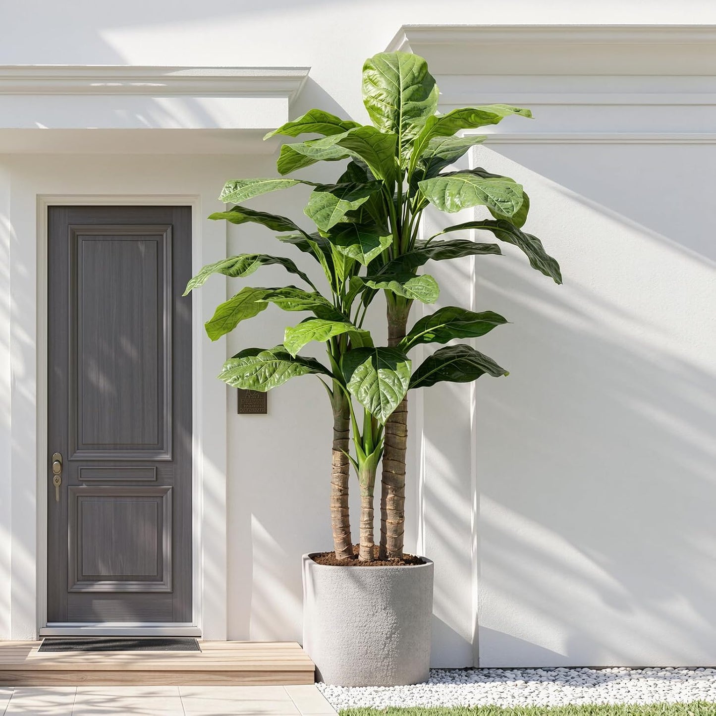 Artificial Banana Tree 6ft Tall Fake Banana Leaf Plant Faux Banana Tree with 15 Leaves Large Silk Tropical Tree for Home Mall Pool Patio Villa Indoor Outdoor Decor