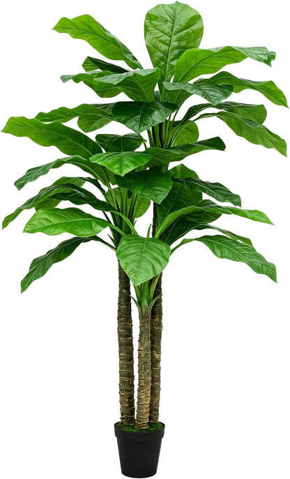 Artificial Banana Tree 6ft Tall Fake Banana Leaf Plant Faux Banana Tree with 15 Leaves Large Silk Tropical Tree for Home Mall Pool Patio Villa Indoor Outdoor Decor