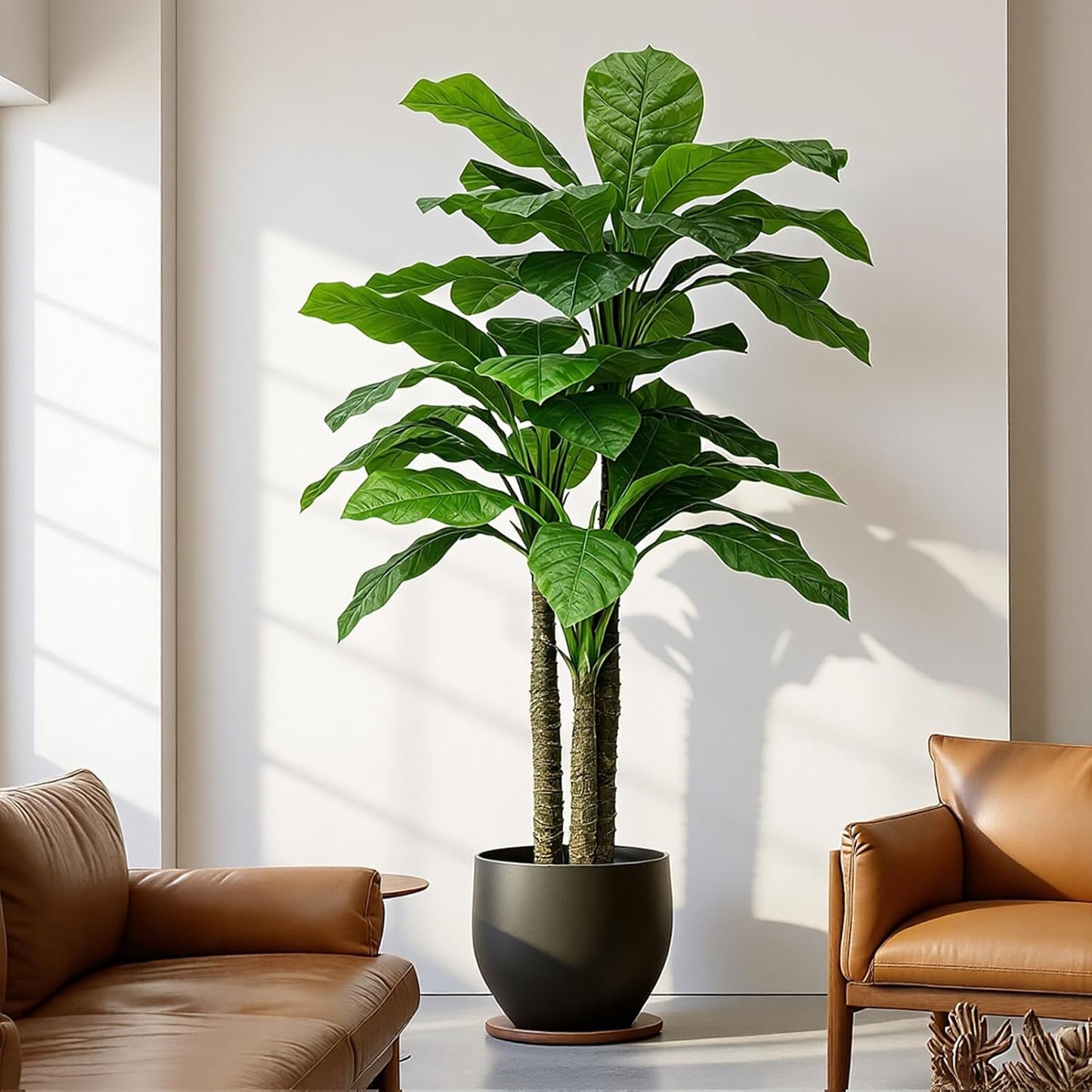 Artificial Banana Tree 6ft Tall Fake Banana Leaf Plant Faux Banana Tree with 15 Leaves Large Silk Tropical Tree for Home Mall Pool Patio Villa Indoor Outdoor Decor