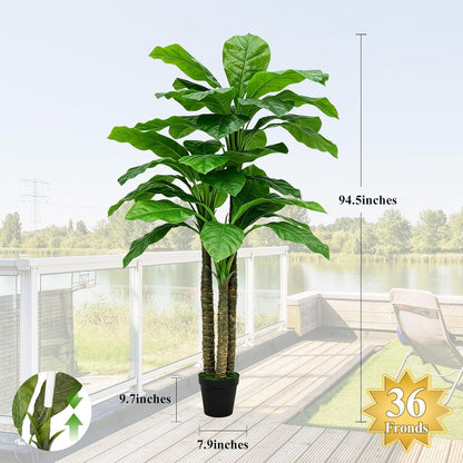 Artificial Banana Tree 6ft Tall Fake Banana Leaf Plant Faux Banana Tree with 15 Leaves Large Silk Tropical Tree for Home Mall Pool Patio Villa Indoor Outdoor Decor