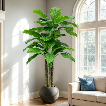 Artificial Banana Tree 6ft Tall Fake Banana Leaf Plant Faux Banana Tree with 15 Leaves Large Silk Tropical Tree for Home Mall Pool Patio Villa Indoor Outdoor Decor