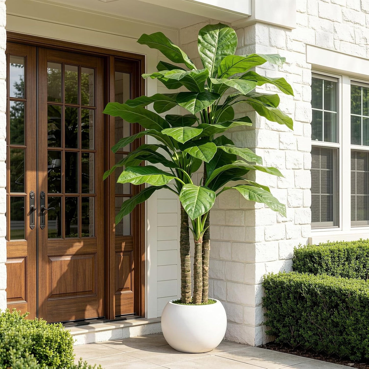 Artificial Banana Tree 6ft Tall Fake Banana Leaf Plant Faux Banana Tree with 15 Leaves Large Silk Tropical Tree for Home Mall Pool Patio Villa Indoor Outdoor Decor