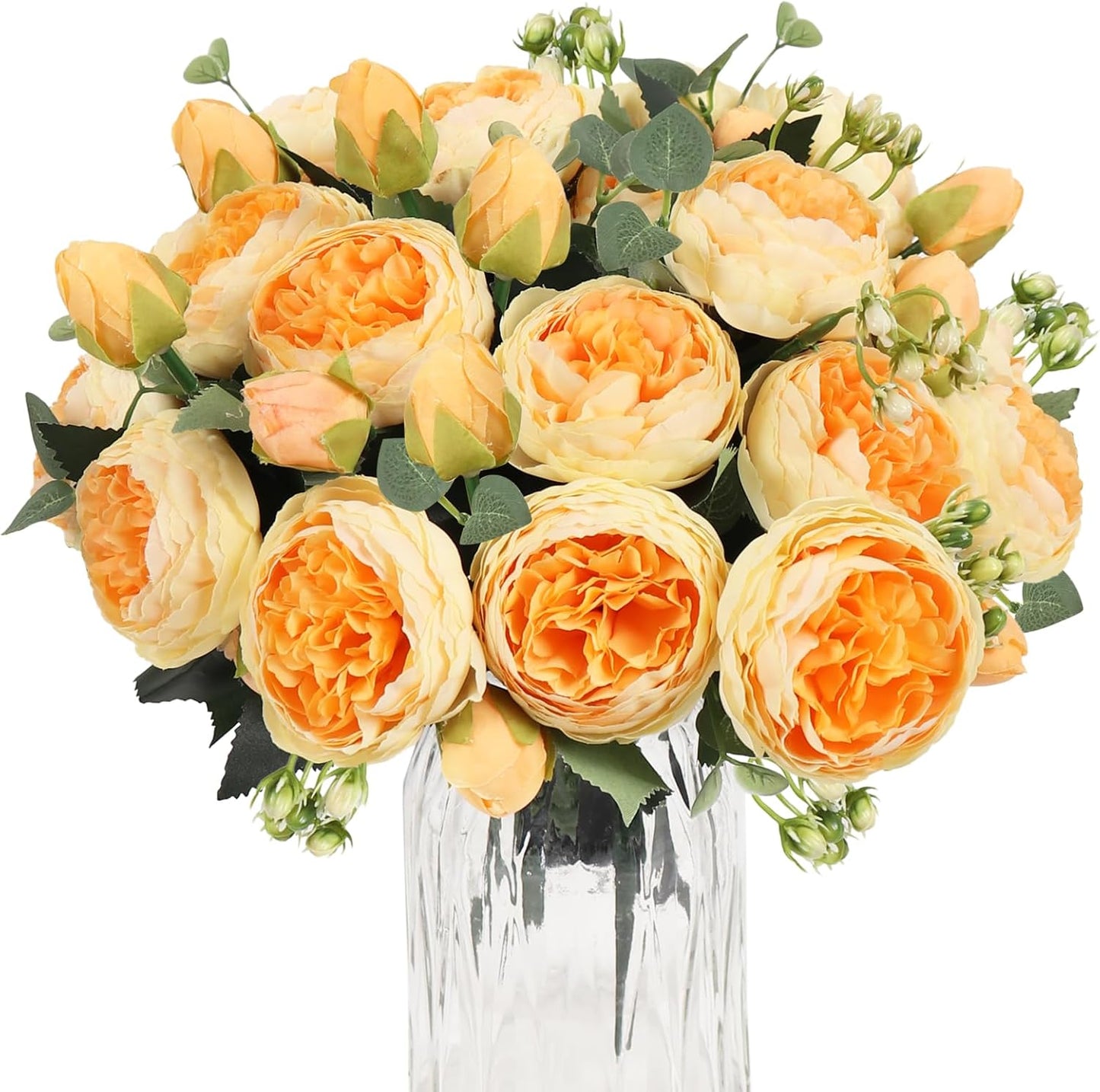 4 Bundles Peonies Artificial Flowers, Fake Silk Peonies Bouquet of Flowers for Home Decor Faux Floral Table Centerpieces for Kitchen Bathroom Wedding Party Decor(Rose Red+Pink)