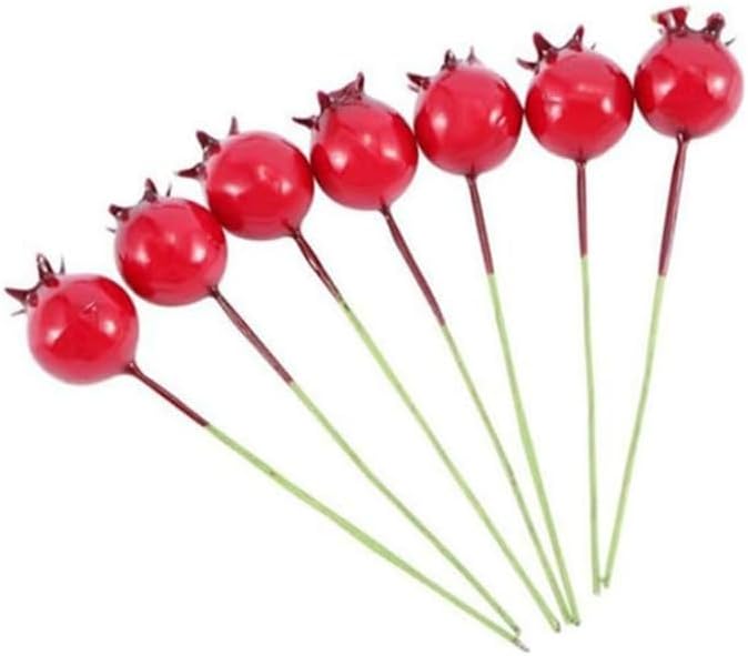 40 Pcs Artificial Fruit Mini Fake Pomegranate Decor on Wire for Christmas Tree Decorations Flower Wreath DIY Crafts Home Decor