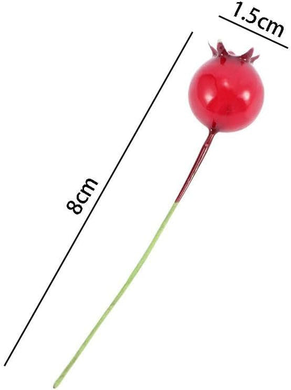 40 Pcs Artificial Fruit Mini Fake Pomegranate Decor on Wire for Christmas Tree Decorations Flower Wreath DIY Crafts Home Decor