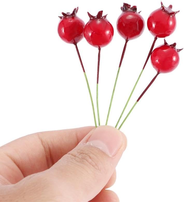 40 Pcs Artificial Fruit Mini Fake Pomegranate Decor on Wire for Christmas Tree Decorations Flower Wreath DIY Crafts Home Decor