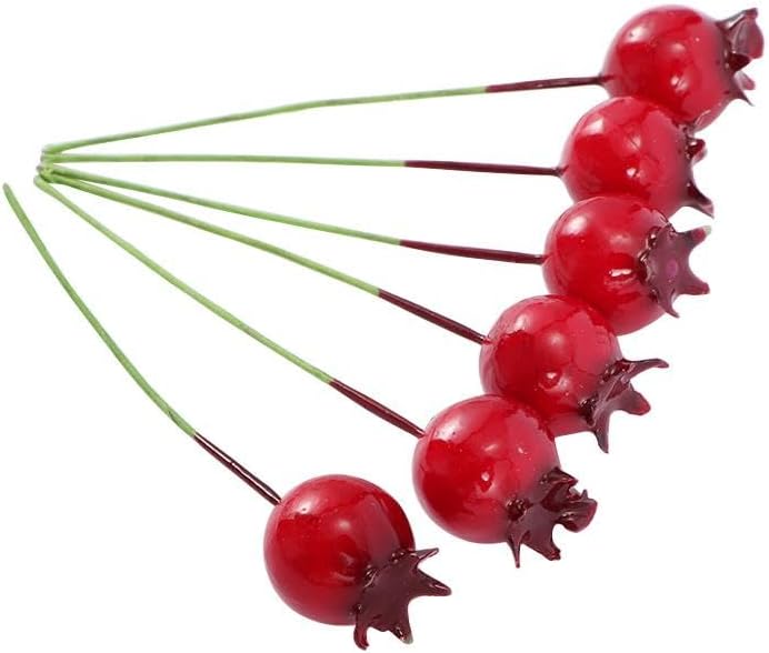 40 Pcs Artificial Fruit Mini Fake Pomegranate Decor on Wire for Christmas Tree Decorations Flower Wreath DIY Crafts Home Decor
