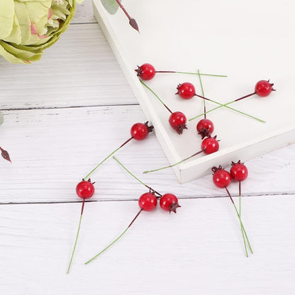 40 Pcs Artificial Fruit Mini Fake Pomegranate Decor on Wire for Christmas Tree Decorations Flower Wreath DIY Crafts Home Decor