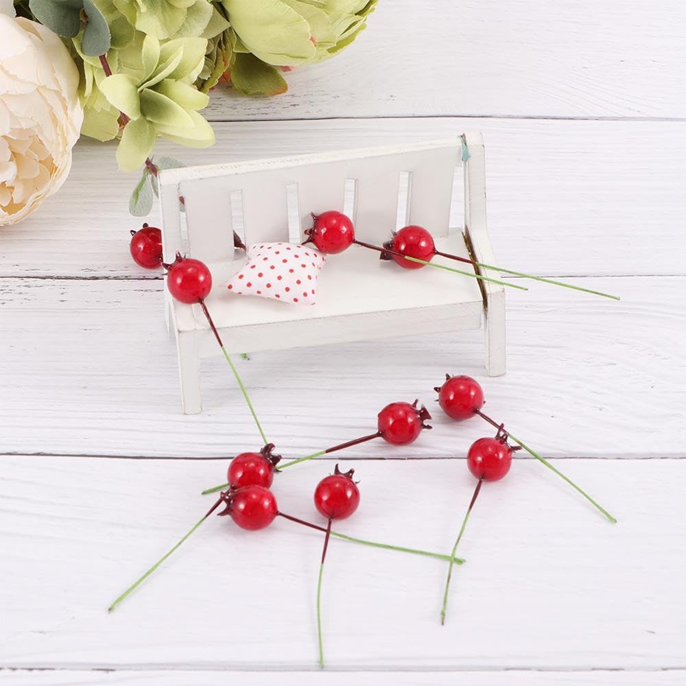 40 Pcs Artificial Fruit Mini Fake Pomegranate Decor on Wire for Christmas Tree Decorations Flower Wreath DIY Crafts Home Decor
