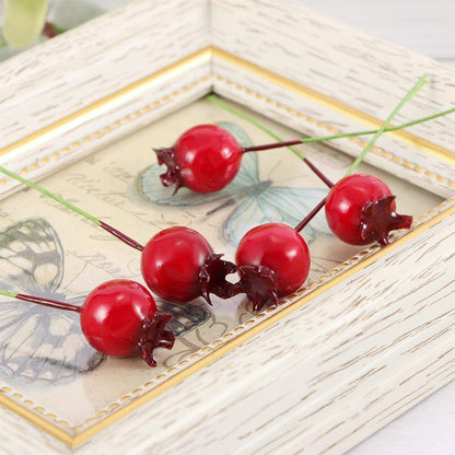 40 Pcs Artificial Fruit Mini Fake Pomegranate Decor on Wire for Christmas Tree Decorations Flower Wreath DIY Crafts Home Decor