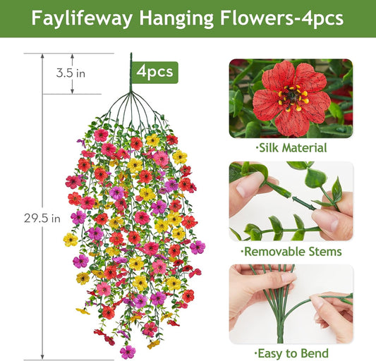 UV Resistant Silk Artificial Hanging Flowers for Outdoors