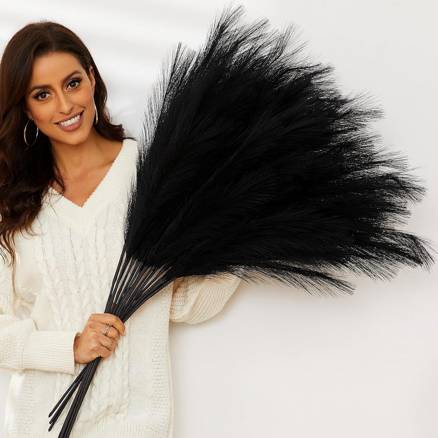 Faux Pampas Grass, 9 PCS 37''/3.1FT Tall Fluffy Fake Pompas Floral, Large Artificial Pompous Grass Branches for Floor Vase Fillers, Boho Farmhouse Room Wedding Decor (White)